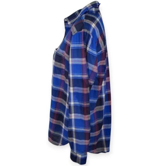 OLD NAVY CLASSICS BUTTON DOWN SHIRT BLUE & RED PLAID SZ.L EUC. - Picture 5 of 8